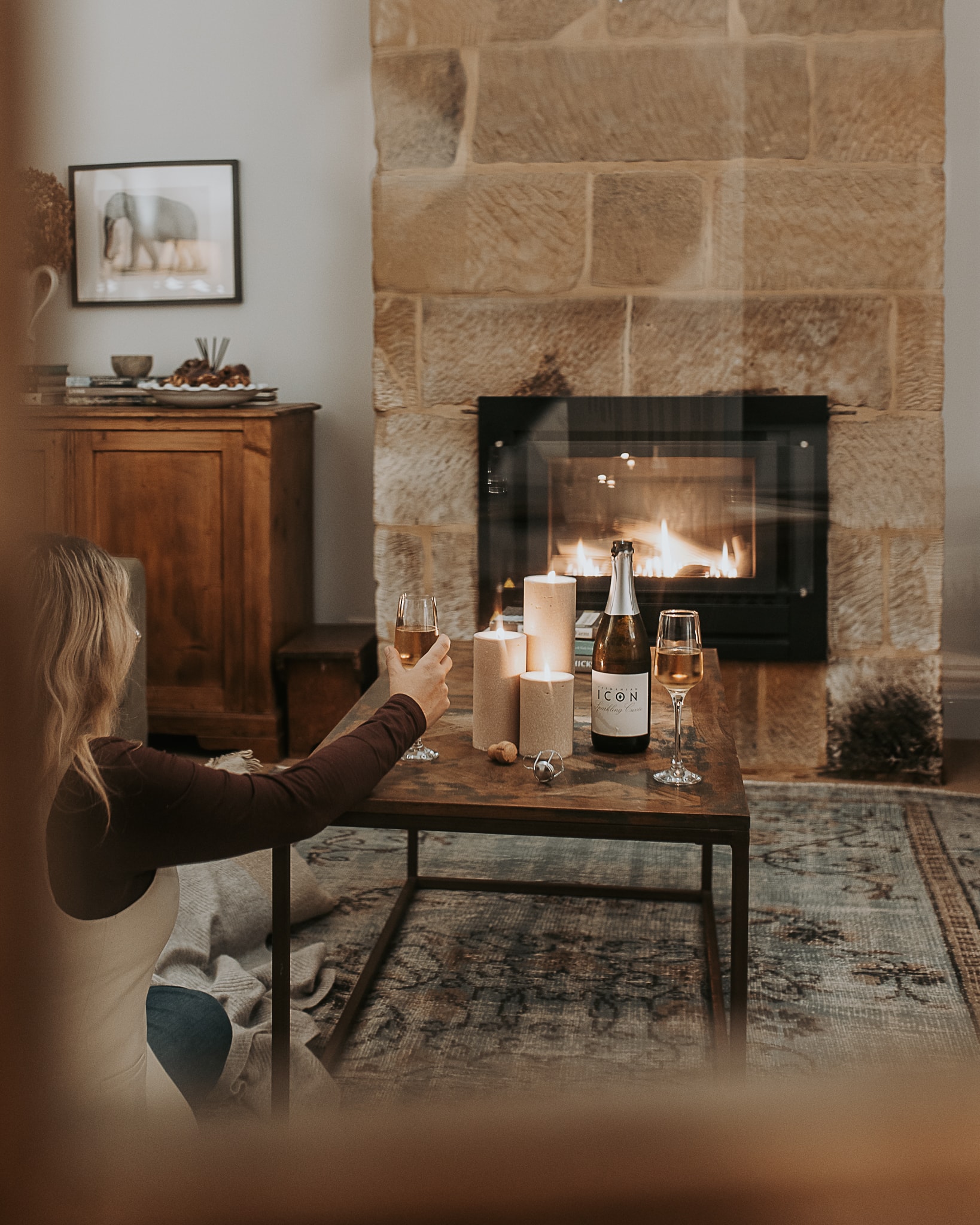 Cosy fireplace — romantic cottage interior